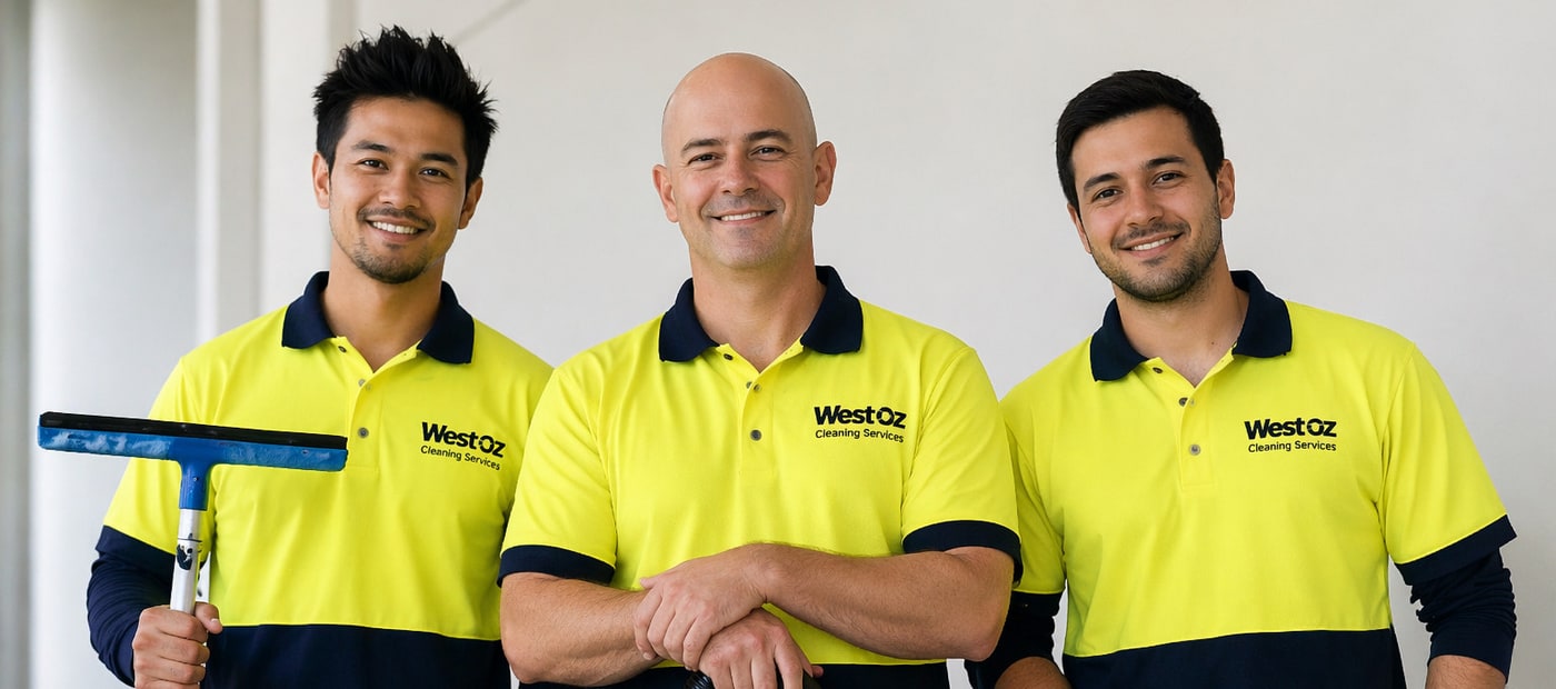 WOCS cleaning team in high-vis uniforms
